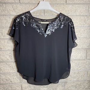 Express sheer sparkly sequin NYE top